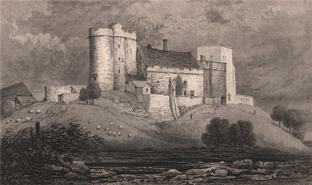 Lympne Castle & St Stephen's church. Kent. SHEPHERD 1829 old antique print